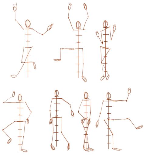 Drawing stick figures of humans .